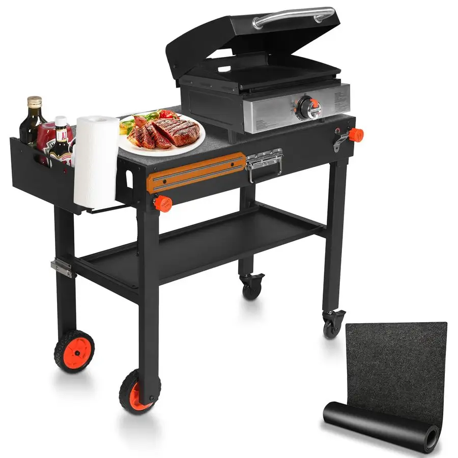 

Outdoor Grill Cart with Wheels, Blackstone Griddle Stand for 17 amp 22, Folding Grill Table for Weber Grill, Ninja Woodfire Outd