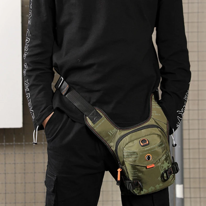 Men  Assault Oxford/Nylon Shoulder Messenger Fanny Bag Waterproof Motorcycle Rider Male Hip Bum Belt Waist Pack Leg Bags