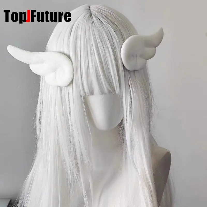 النساء Harajuku كوس ثقافة فرعية الشرير Y2K فتاة القوطية شخصية إكسسوارات الشعر دبوس الشعر الأبيض أفخم رقيق أجنحة حافة المشبك #3