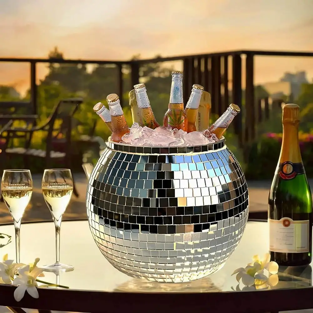 Ice Bucket Disco Ball Shape Food Grade Decorative Bar Red Wine Champagne Cooler   Beverage Bucket  Party Supply