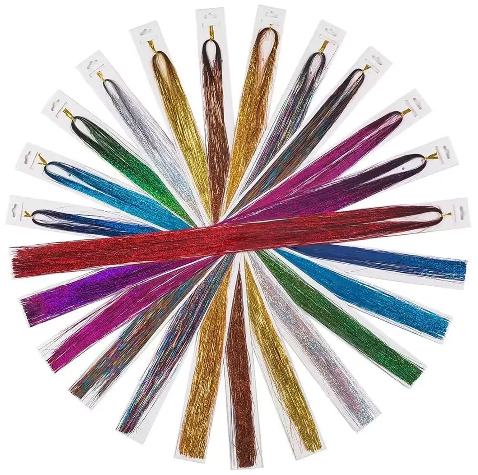 Kit de 12 Piezas de Hilos Sintéticos para Cabello Resistentes al Calor con Destellos de 36/48 Pulgadas en 12 Colores 3