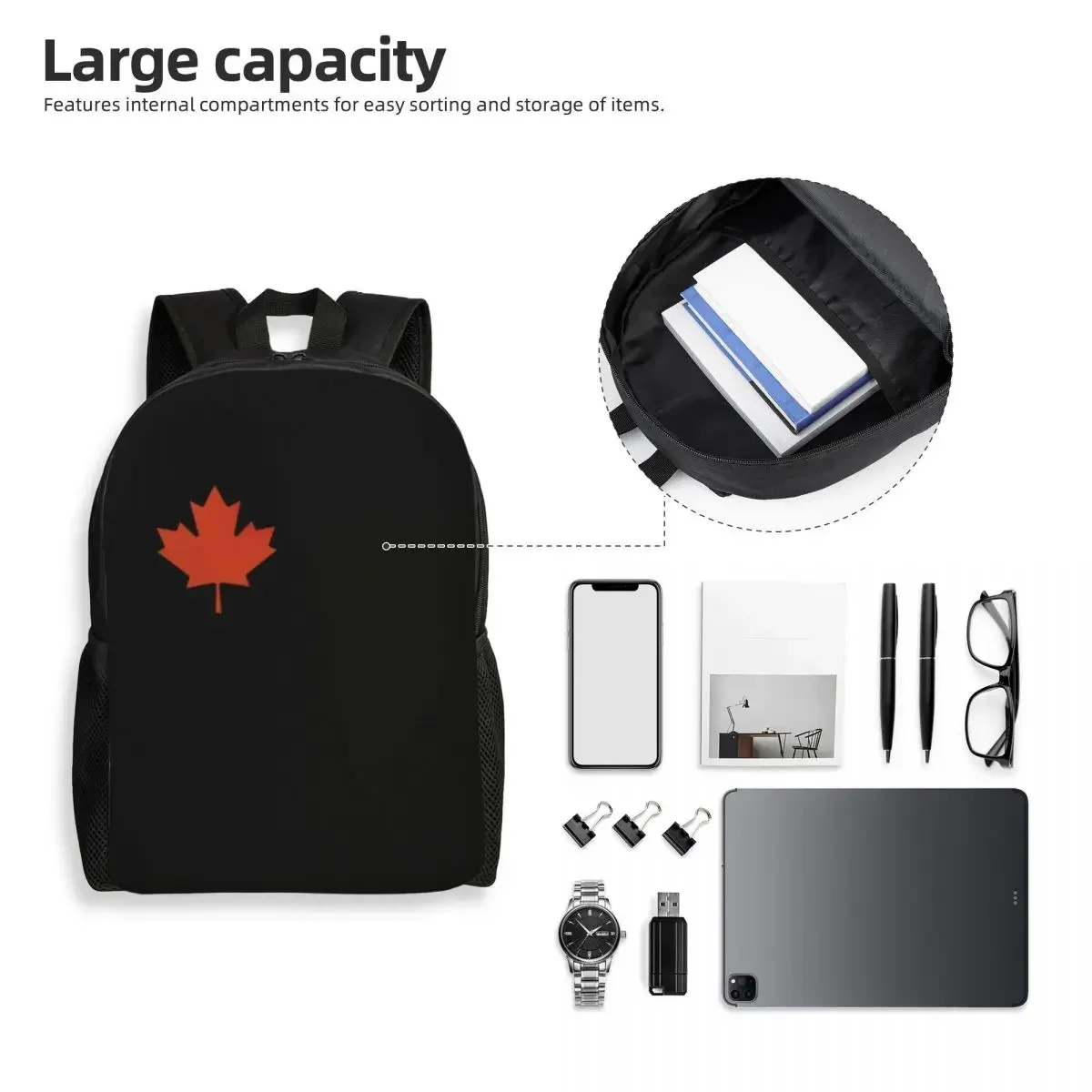Customized Flag Of Canada Backpacks Women Men Fashion Bookbag for School College Canadian Patriotic Bags