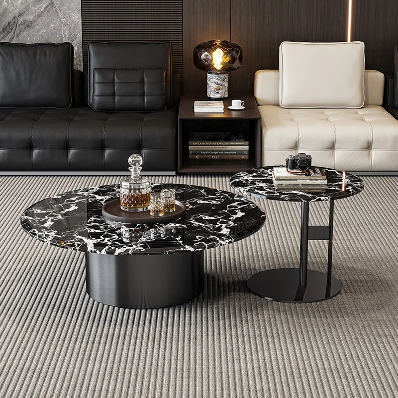 Round Baoger Heili Luxury Stone Coffee Table Living Room Household Small Apartment 49 Light Luxury Premium Sense
