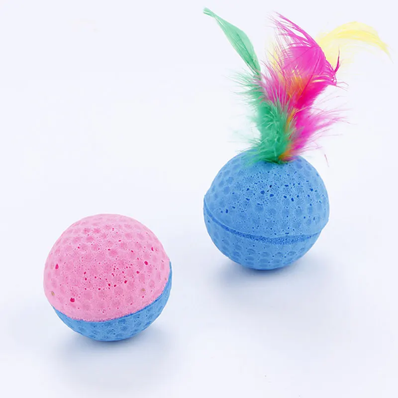 1PC Cat Toy Star Texture Ball Feather Foam Ball Feather Latex Light Foam Ball Throwing Toy Interactive Ball Pet Cat Supplies