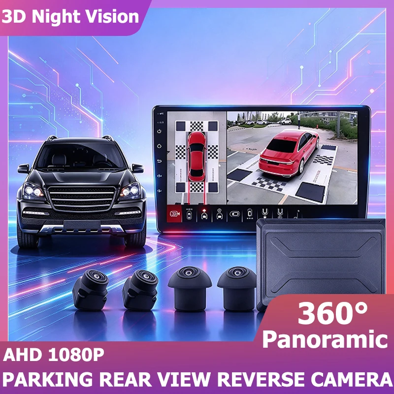 Universal Car Vehicle Trunk 360° Panoramic 3D/2D Bird View Reverse Parking rear view sourround Camera AHD1080P DVR system