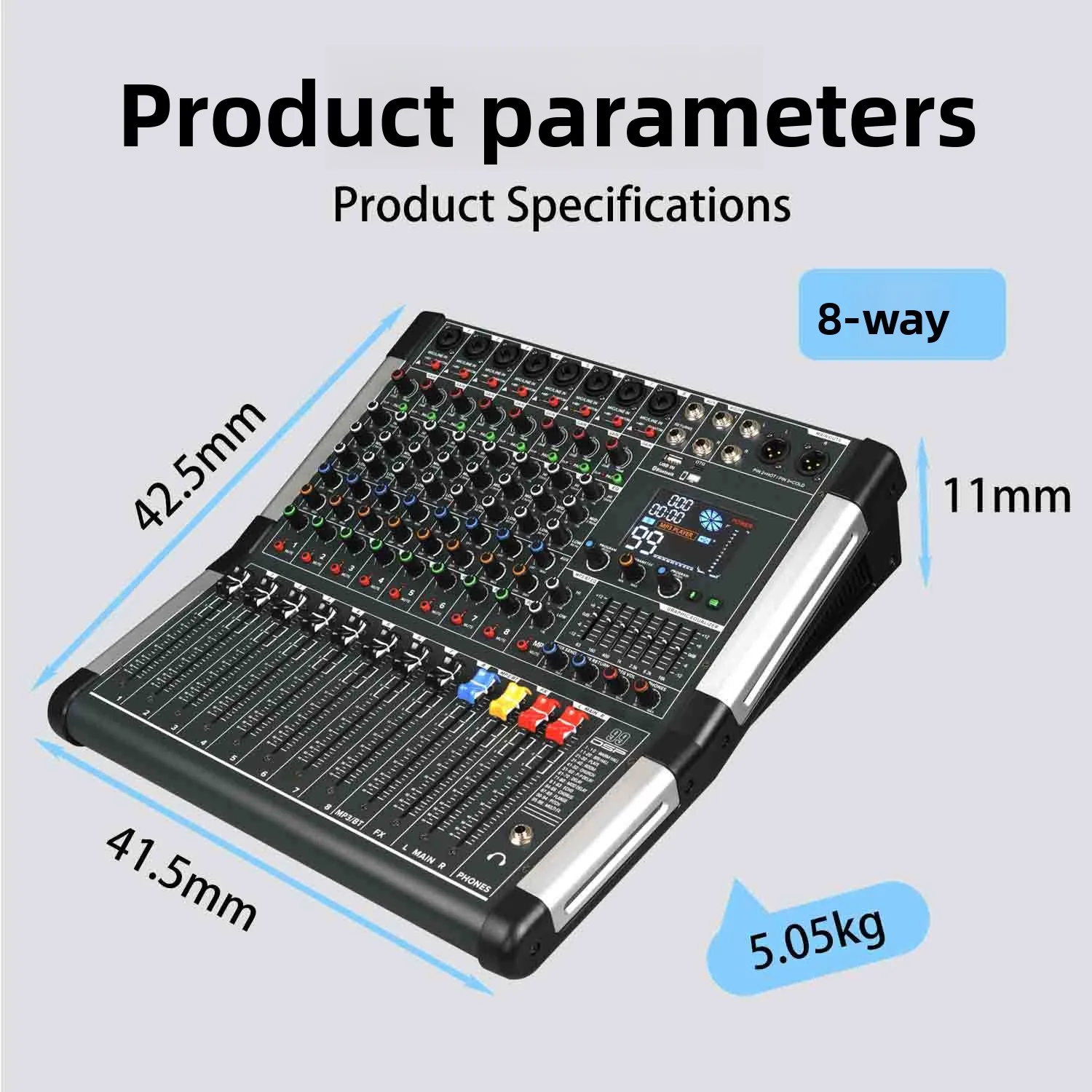 12-Channel USB Bluetooth Reverb Mixer 99 Built-in Effects XLR/RCA/1/4-inch Inputs 1 Year Warranty Stage Bar Wedding KTV
