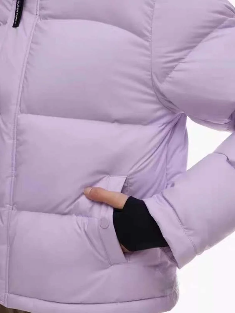 

Aritzia Super Puff Four-Box Goose down Winter Coat Warmth Hooded Puffer Jacket Commute Style Windproof Waist Rope Design