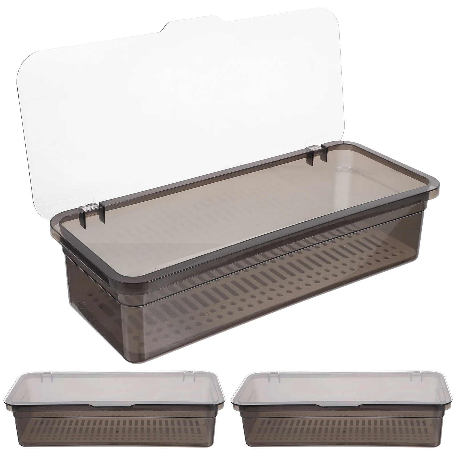 3Pcs Flatware Storage Tray Draining Tableware Organizer for Kitchen Drawer with Lid Waterproof Chopstick Container Case Holders