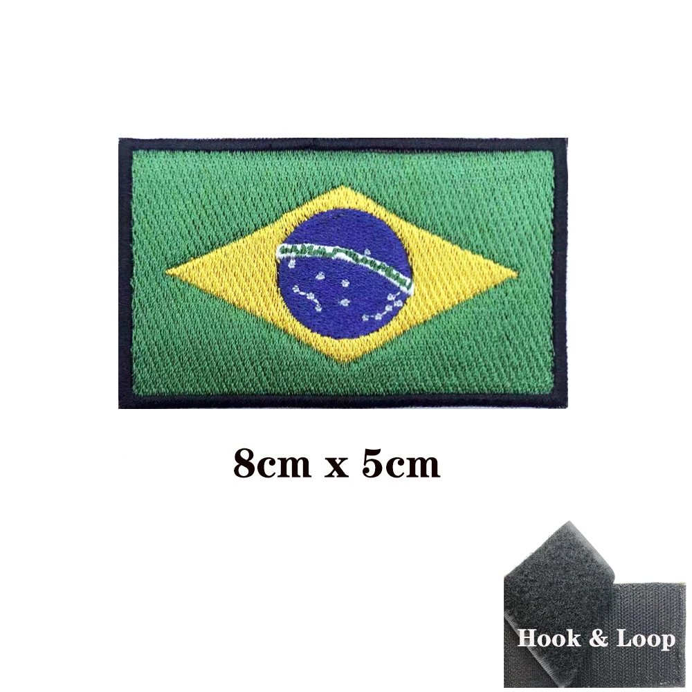 Brazilian flag Brazil Patches Armband Embroidered Patch Hook & Loop Iron On Embroidery  Badge Military Stripe