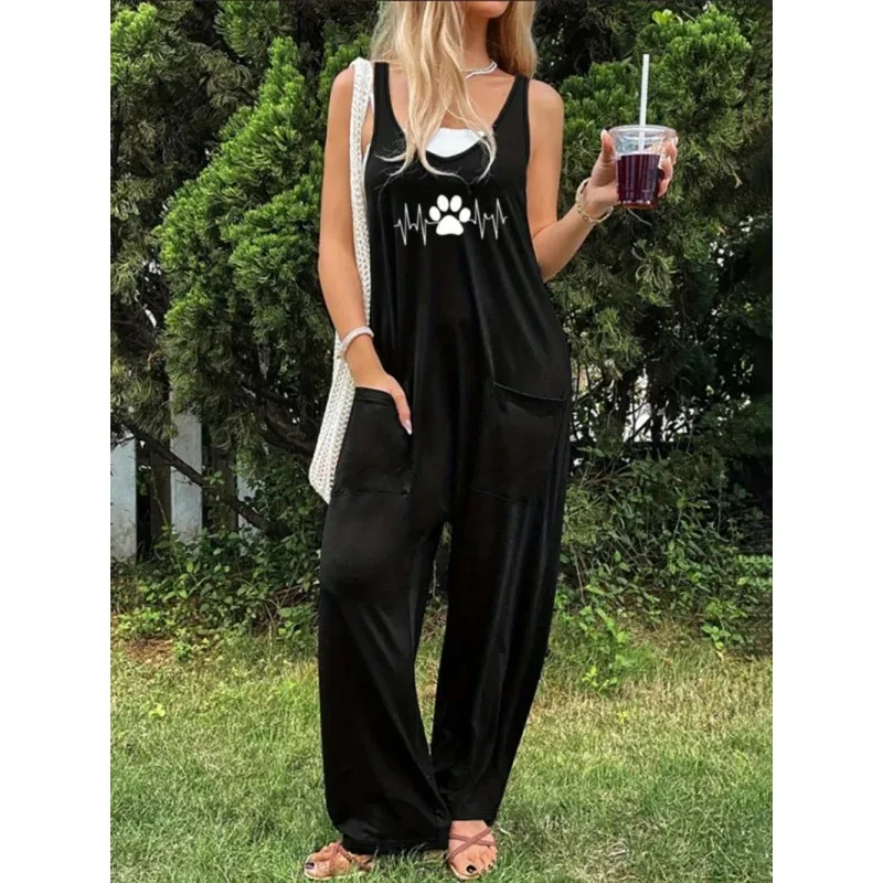 

Women'S Casual Loose Jumpsuit Linen Breathable And Comfortable Simple Shoulder Strap Jumpsuit Summer Fashion Street wear