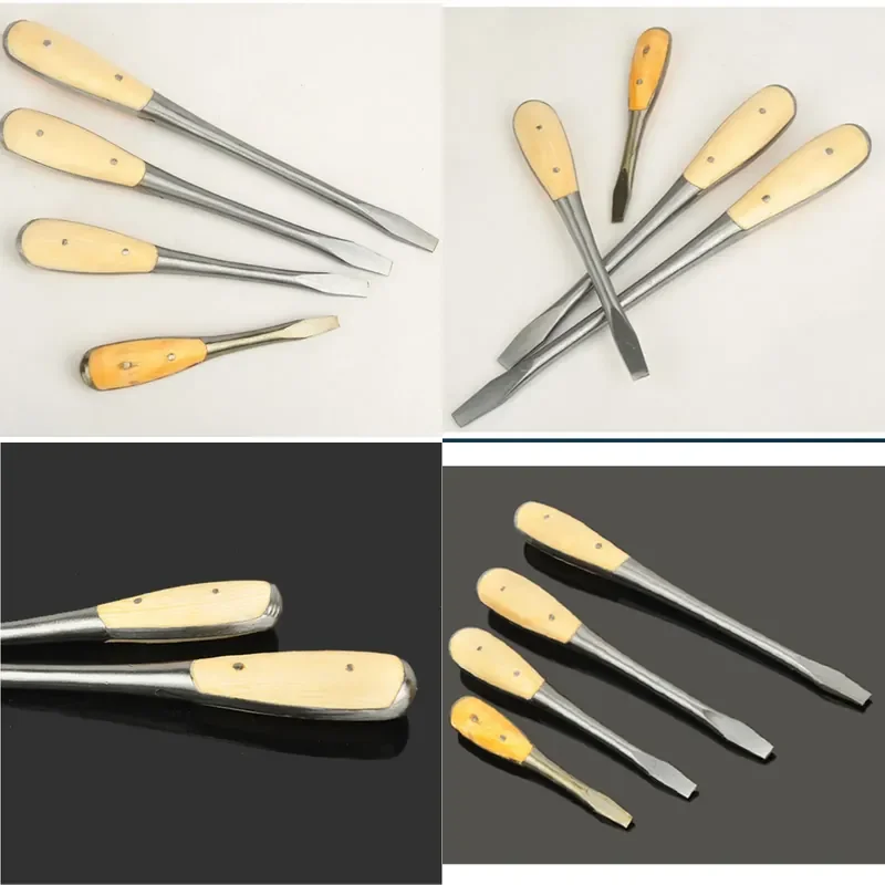 Bold percussible piercing screwdriver screwdriver screwdriver, wooden clip handle screwdriver, one-word hammer impact