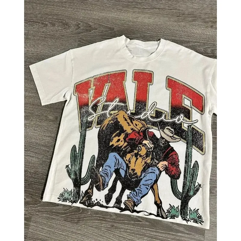 تمثال الحرية الجرافيك تي شيرت المتضخم Y2k بلايز Harajuku خمر القوطية الشارع الشهير أسود قصير الأكمام تي شيرت الرجال الملابس