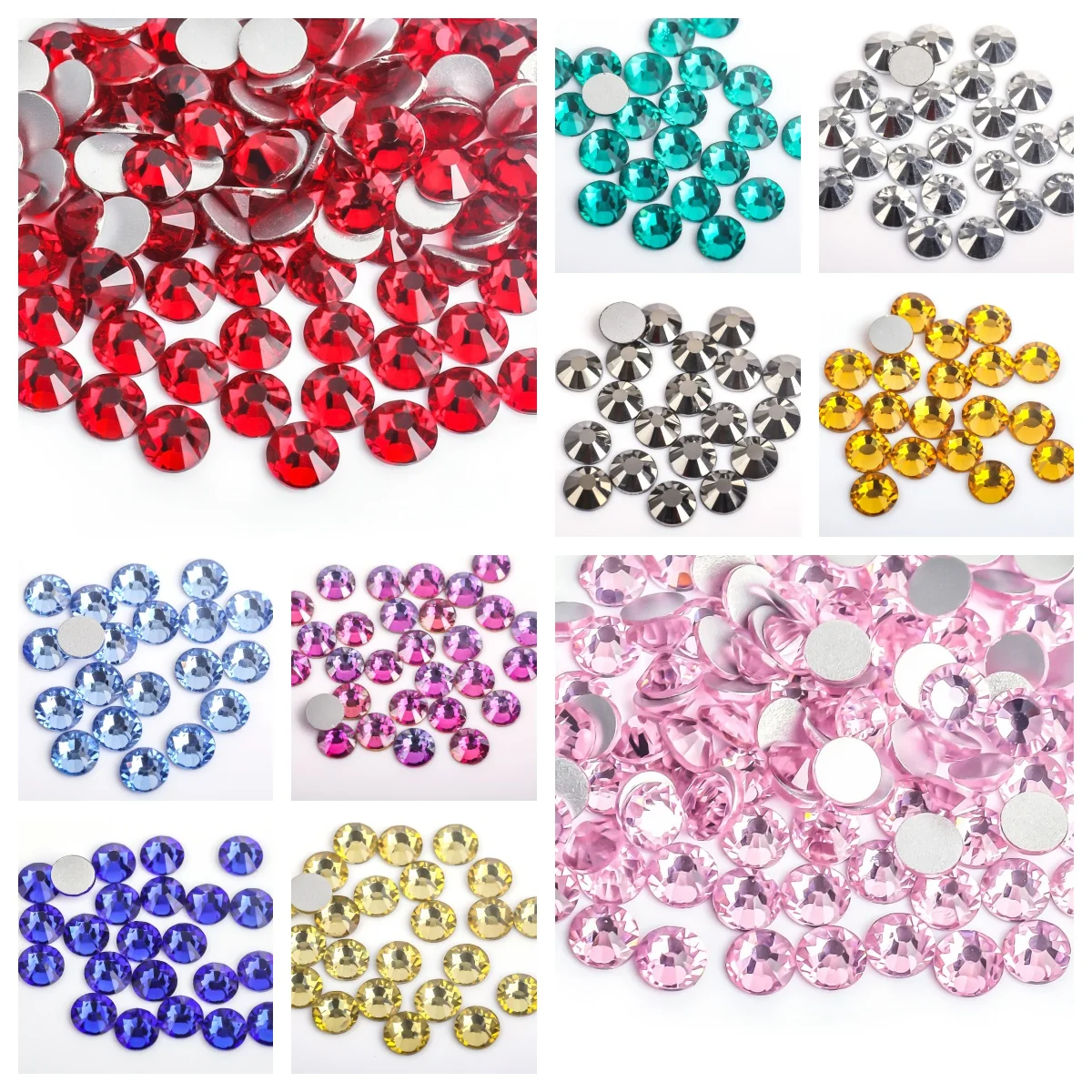 Multi colors SS3-SS30 Non Hot Fix Rhinestones flat back crystal strass glitter stone for DIY manicure 3D nail art fabric garment