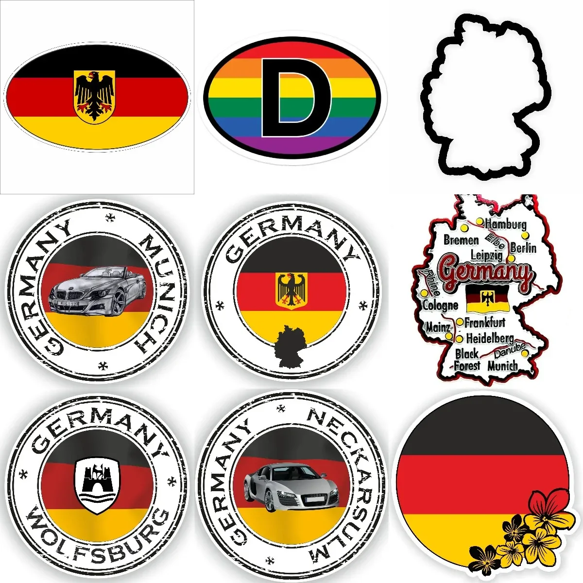 

D Germany Flag Map Creative Badge PVC Sticker for Decorate Car Window Laptop Motorcycle Off-road Wall Table Off-road Van Decal