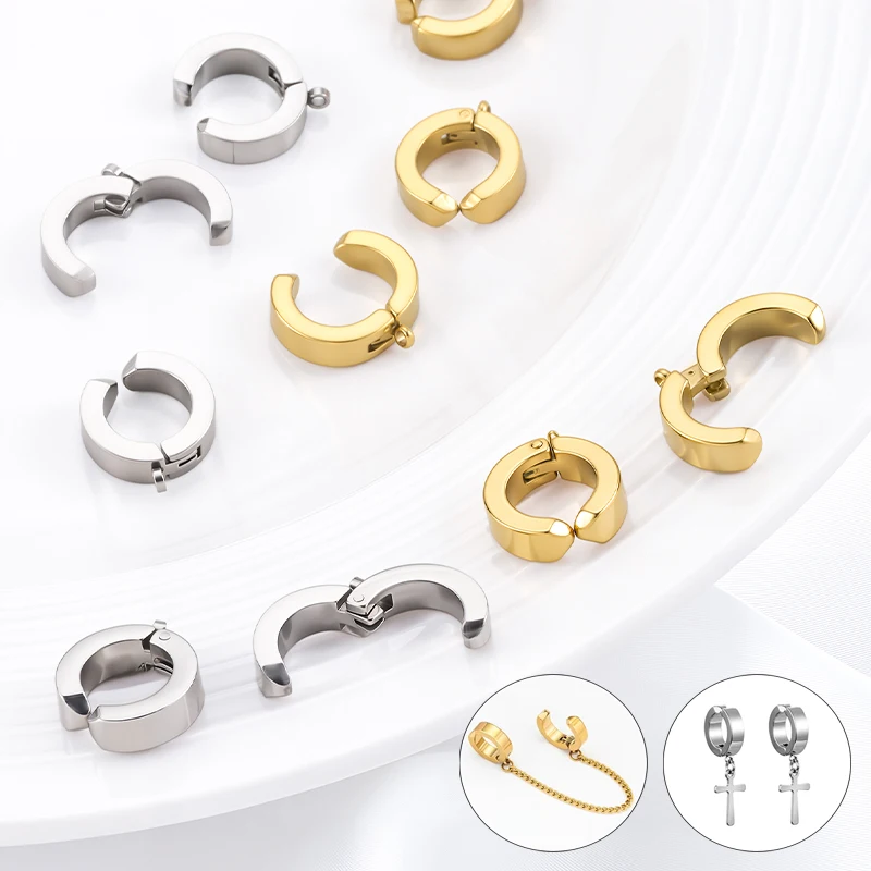 

2Pcs Polishing Stainless Steel Ear Cuffs Clip Clasps Hooks For Jewelry Making Supplies Handmake Women's Earrings DIY Accessories