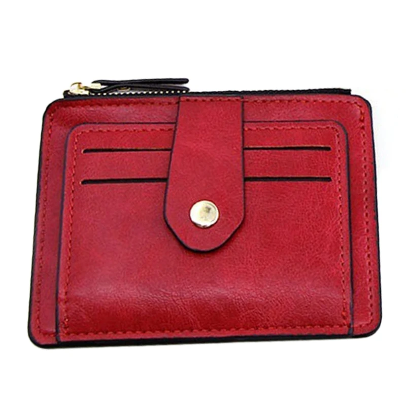 Men's PU Leather Wallet Coin Pocket Multiple Card Slots Zippers Mini Purse