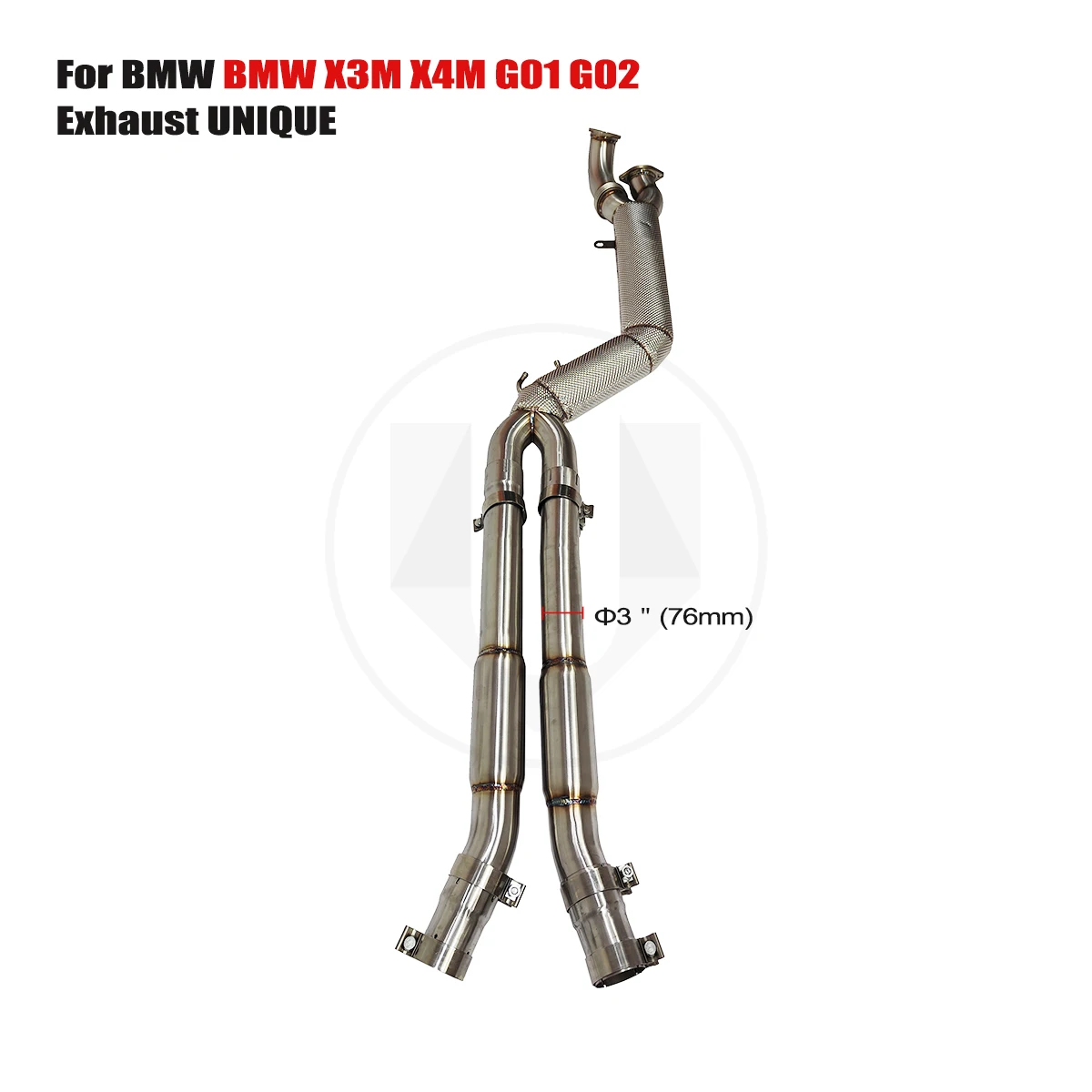 UNIQUE Single Mid Pipe with Resonator 101mm/4inches Special Design for BMW G01 G02 X3M X4M S58 Middle Pipe SS304 Exhaust Systems