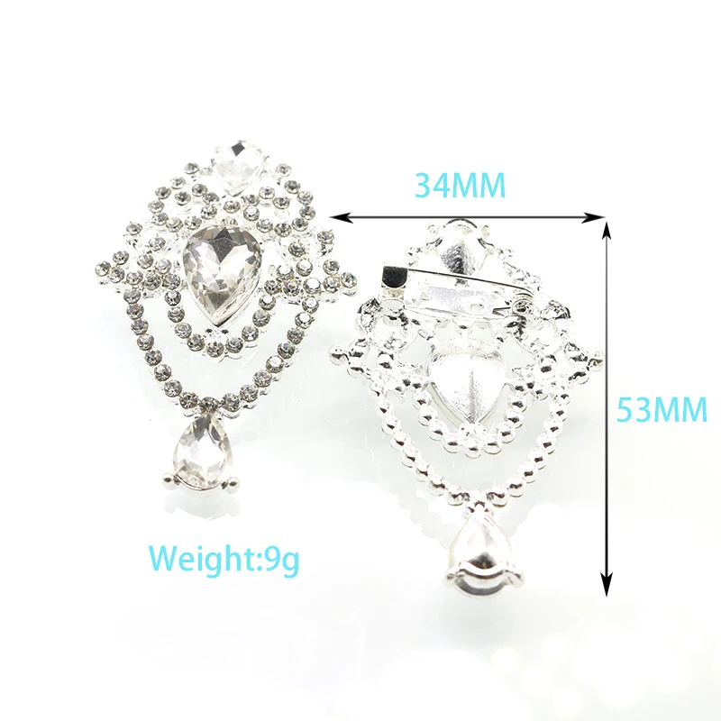 2Pcs/Lot34 * 53MM Crystal Brooch Korean Version Fashionable DIY Coat jacket Clothing Accessories Versatile Pin Brooch