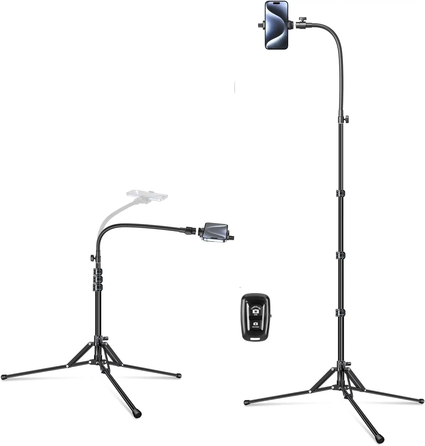 

6.8 Feet Tall Phone Stand Tripod, Aluminum iPhone Tripod [Lightweight & Ultra Stable], Adjustable Phone Recording Stand