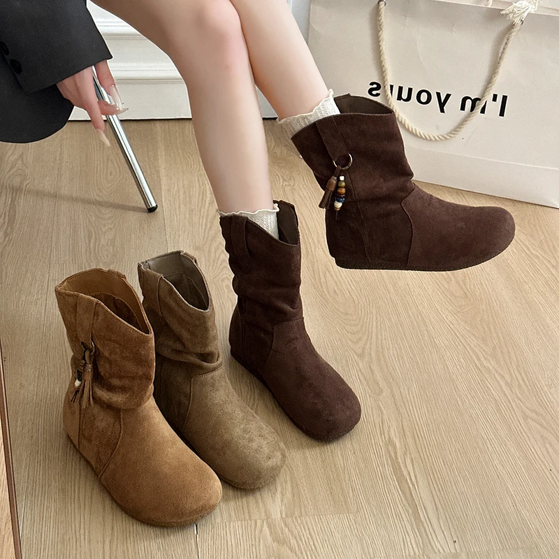 

2025 новые женские простые стильные и удобные простые современные ботинки высокого качества, новые универсальные короткие ботинки на плоской подошве