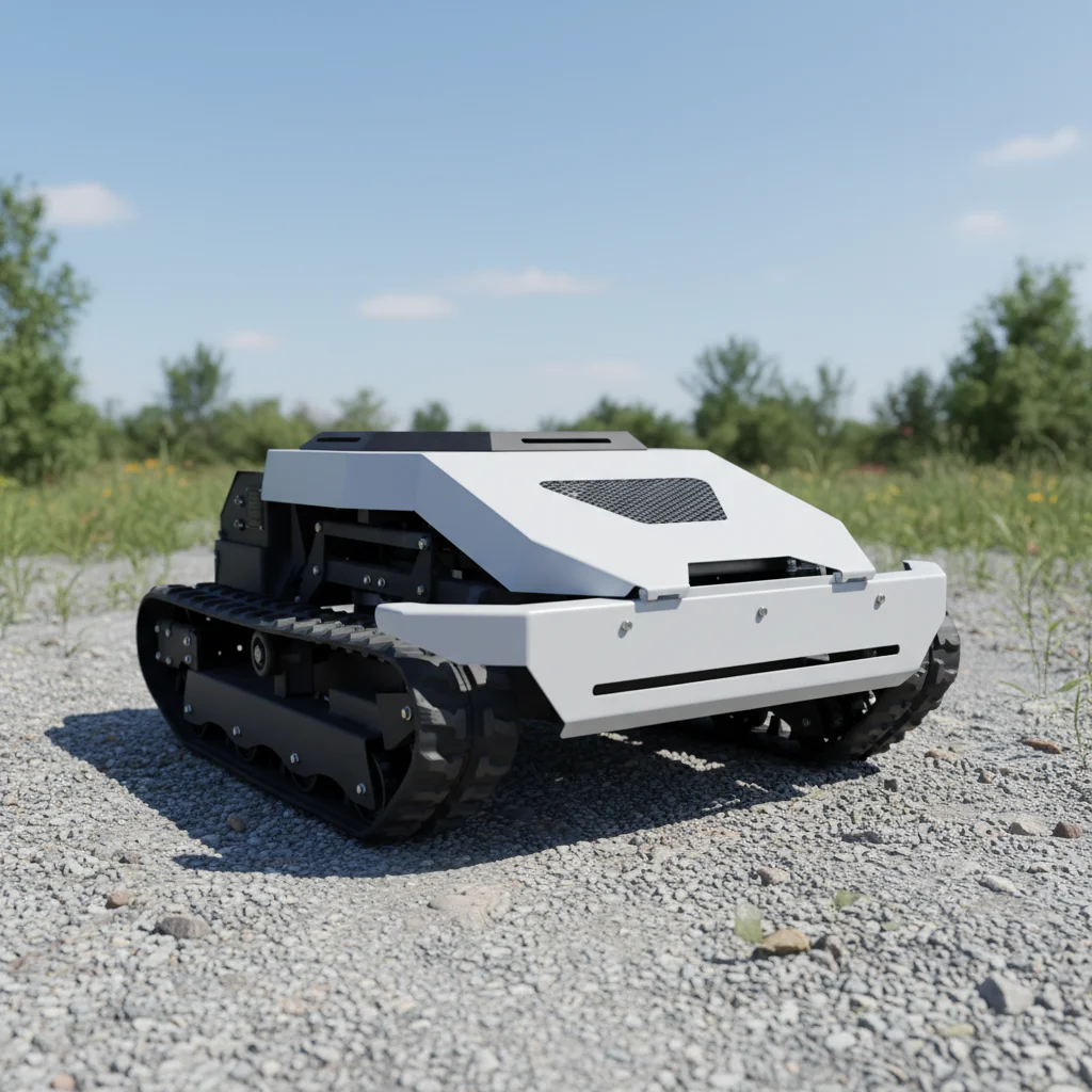 

Tracked Lawn Mower Remote Control Cordless GPS Navigation For Rough Terrain Farm Commercial Home