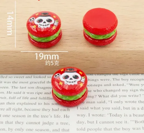 Nouveau mignon Mini 3D Halloween Macaron Burger série résine Hallowmas maison de poupée bricolage ac