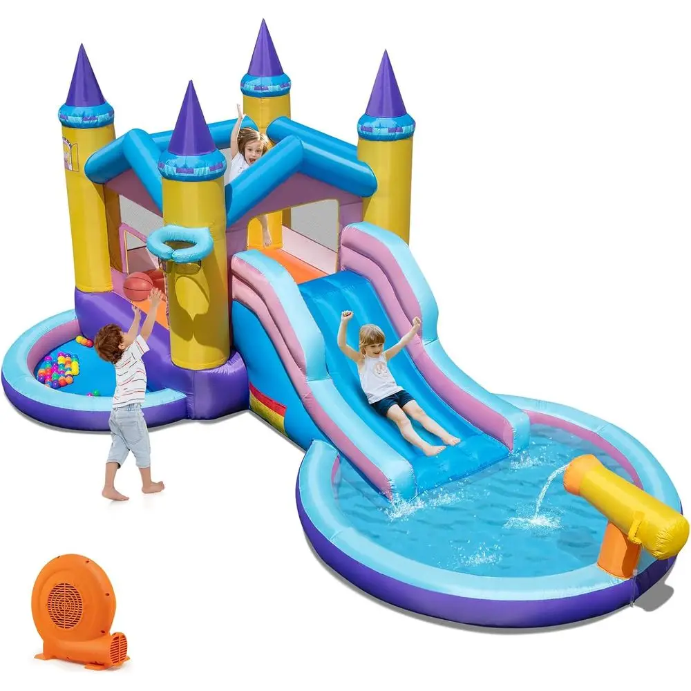 680W 송풍기가 있는 에어 워터 슬라이드, 볼풀과 물놀이장이 있는 바다풍 에어바운스 워터파크, 야외 놀이용, 바운시 C