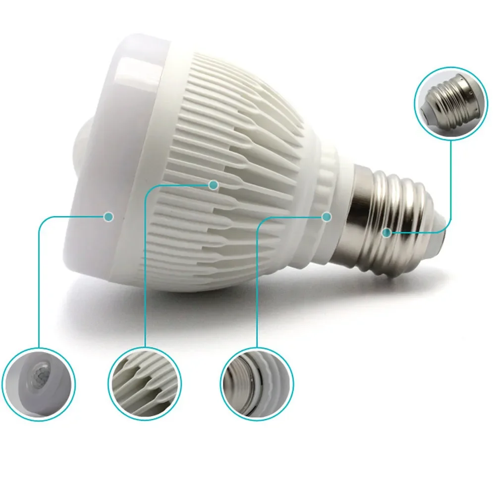 센서 전구 E27 5W / 8W 야간 전구 PIR 적외선 모션 센서 감지 LED 램프 조명 복도 복도 차고 욕실 흰색