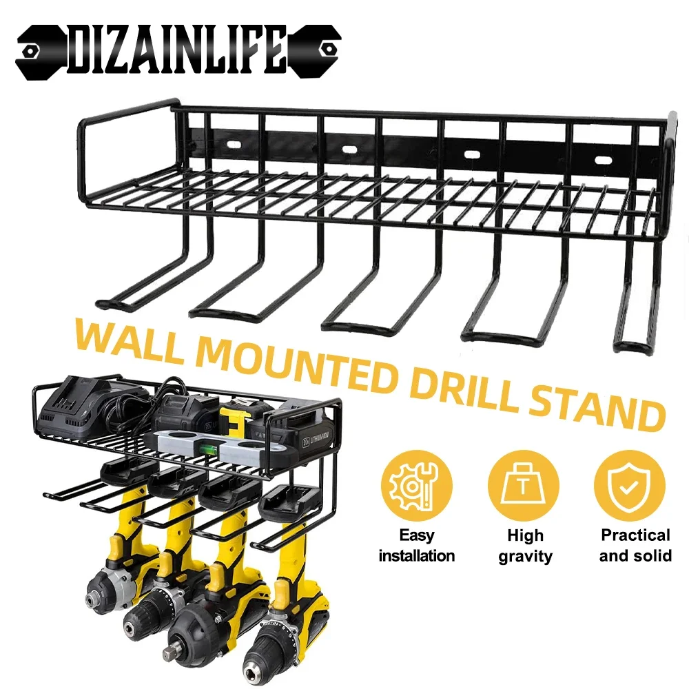 頑丈な鉄製収納ウォールマウント、電動工具、ドリルラック、レンチツール、ワークショップ用ドライバーオーガナイザー、ガレージツールラック