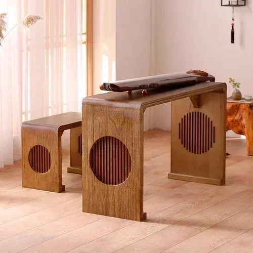 Guqin โต๊ะและเก้าอี้ Resonance เปียโนตารางไม้จีนตารางการประดิษฐ์ตัวอักษรใหม่จีนโรงเรียนโต๊ะและเก้าอี้