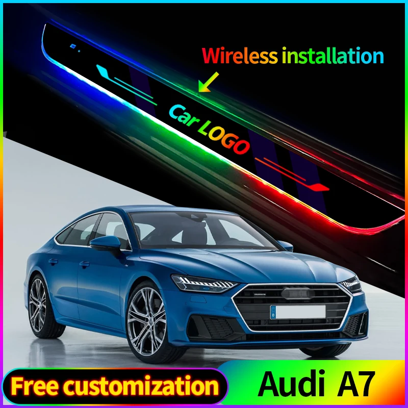 Acrylic USB Power Moving LED Welcome Pedal Car Scuff Plate Pedal Door Sill Pathway Light For Audi A7 4K 4G Auto Accessories