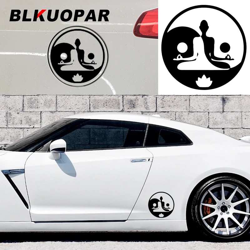 BLKUOPAR Lotus Flower In Yin Yang Symbol Car Stickers JDM Personality Decal Sunscreen Windshield Decoration Surfboard Car Goods