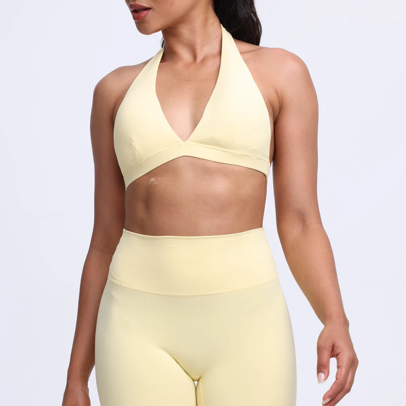 Neck Hanging Neck Naked Feeling Yoga Bra for Running Fitness Cycling - Breathable Comfortable Sports Bra for Women