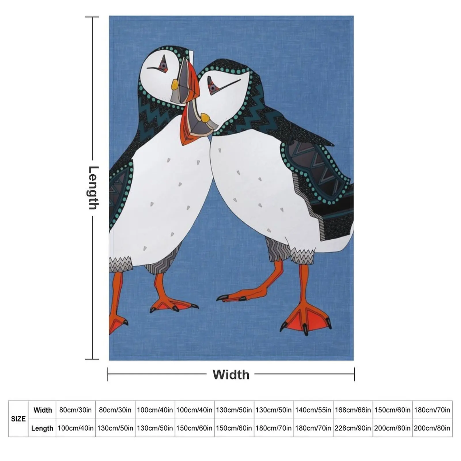 puffin pair blue Throw Blanket Plush bed plaid Soft Plush Plaid Weighted christmas gifts Stuffeds Blankets