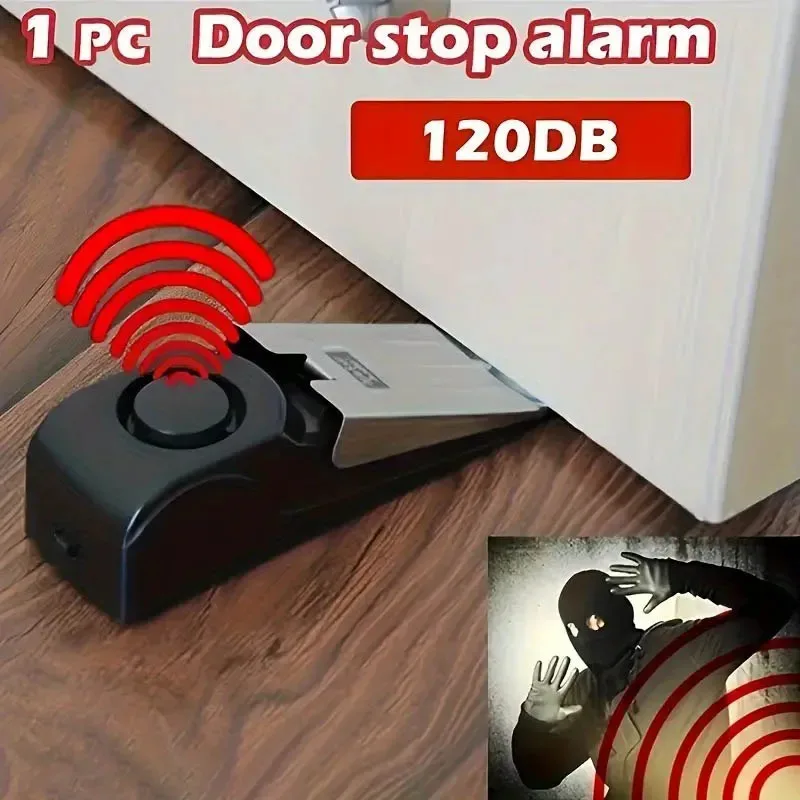 Wireless Door Stop Alarm System 120dB Loud Home Security Anti-Theft Door Block System Portable Doorstop Preasure Alarm