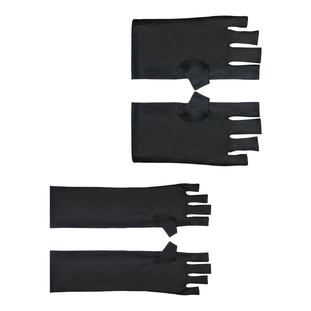 

2Pairs Uv Lamp Manicure Gloves Polyester Finger-Sewn Protective Gloves for Nail Dryer Uv Prevention Salon Nail Art Accessory