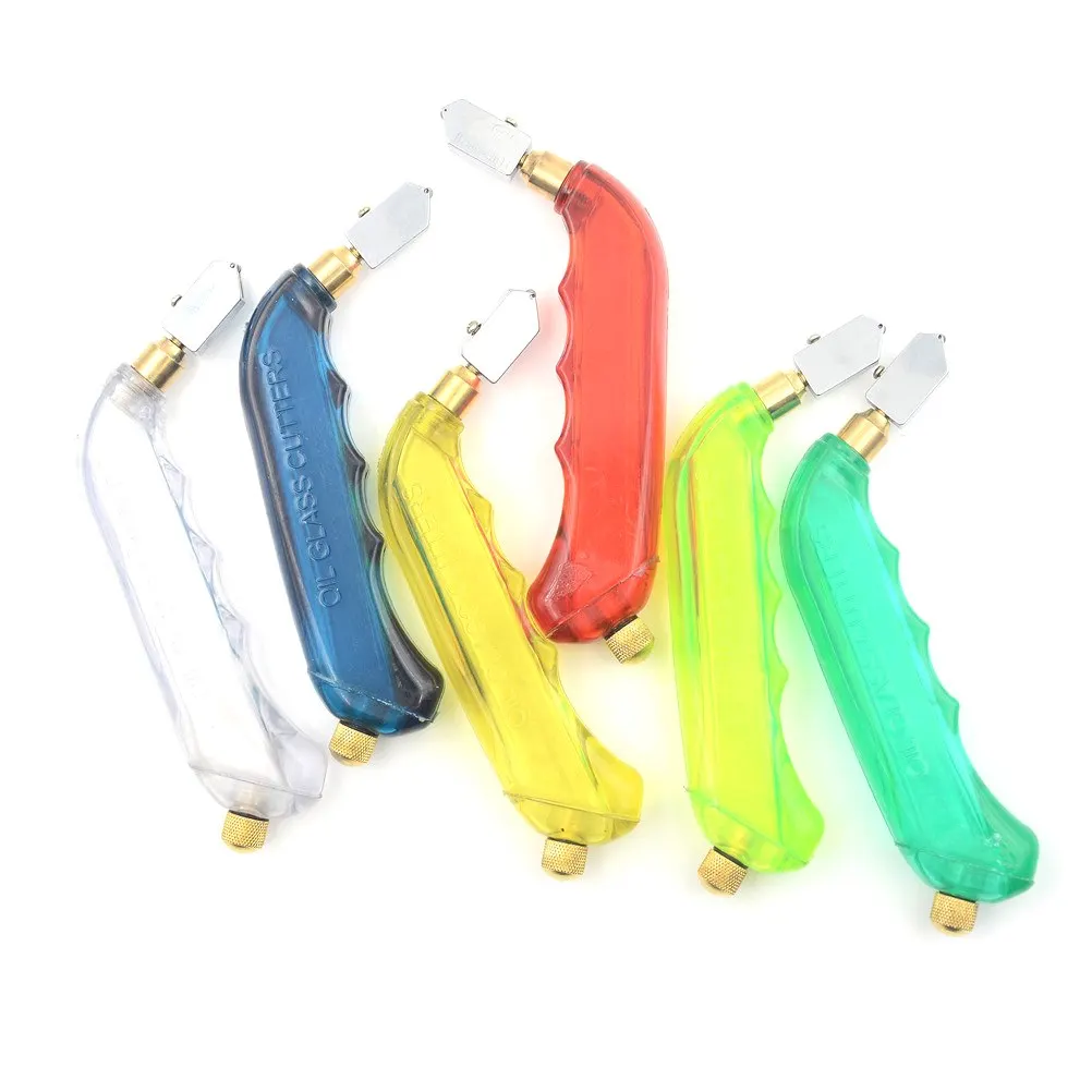 1pc Tungsten Carbide Stained Glass Cutter Pistol Grip Oil Glass Cutter With Dropper Tool Random Colors