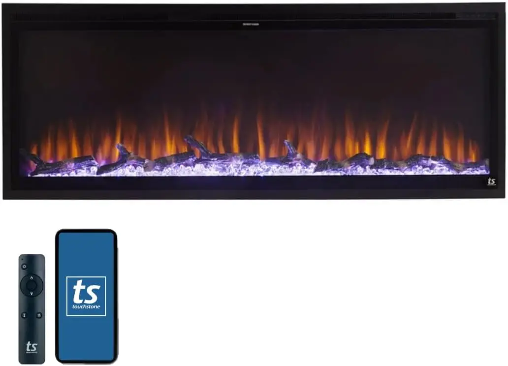 Sideline Elite Smart 50” WiFi-Enabled Electric Fireplace - in-Wall Recessed - 60 Color Combinations - 1500/750 Watt H