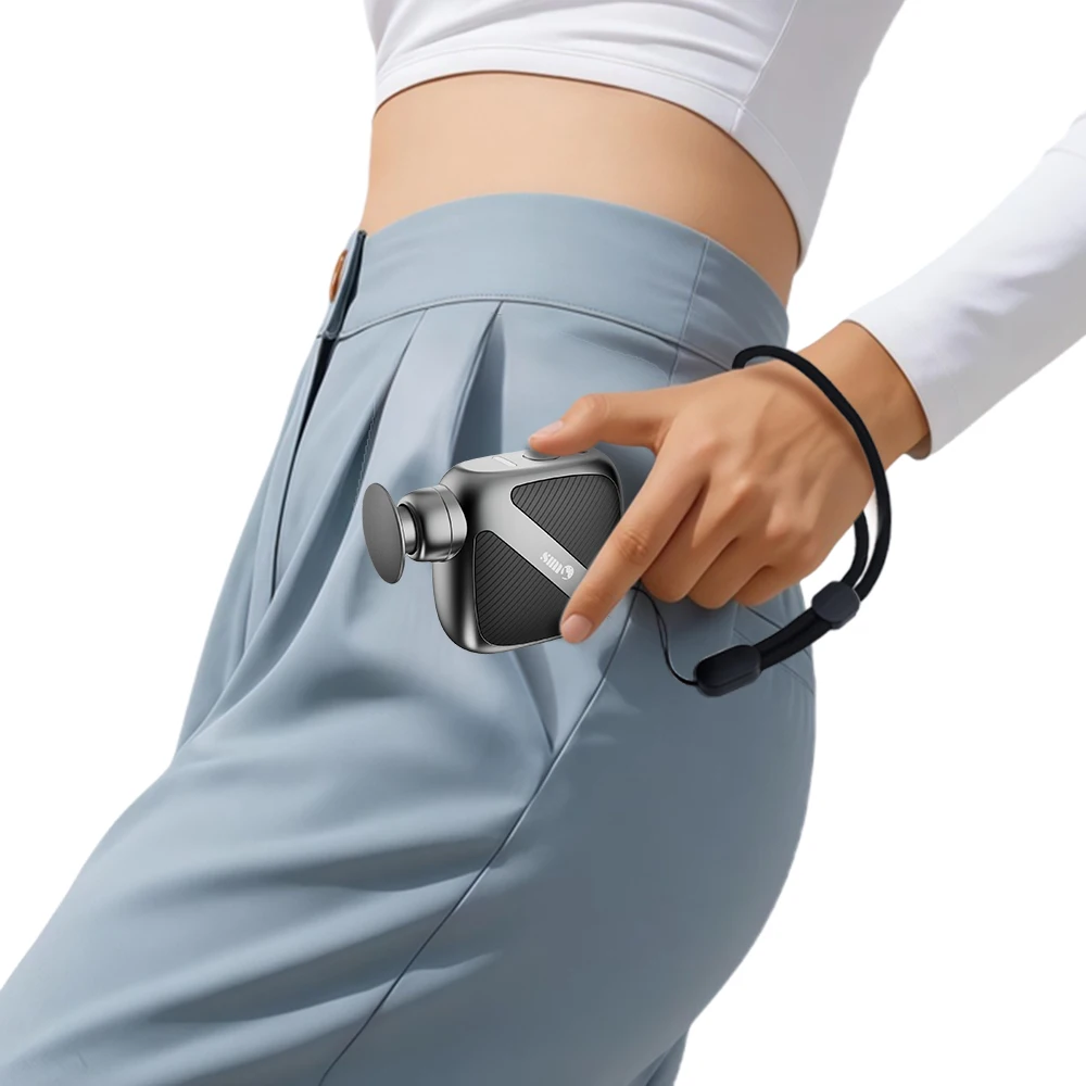 Smart Library Portable Multifunctional Mini Thermal Massage Gun Deep Muscle Fascia Fitness Indoor Handheld Sports Massager Gun