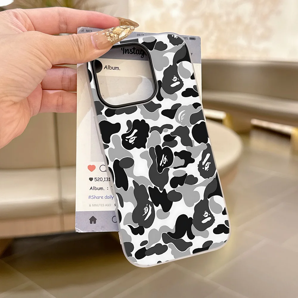 Modische Leoparden-Matte Bonbonfarben 2-in-1 Handyhülle für A-BAPES-Cool iPhone 18 17 17e Air 16e 16 15 14 13 Plus 12 11 Pro XR Max – Detail 2