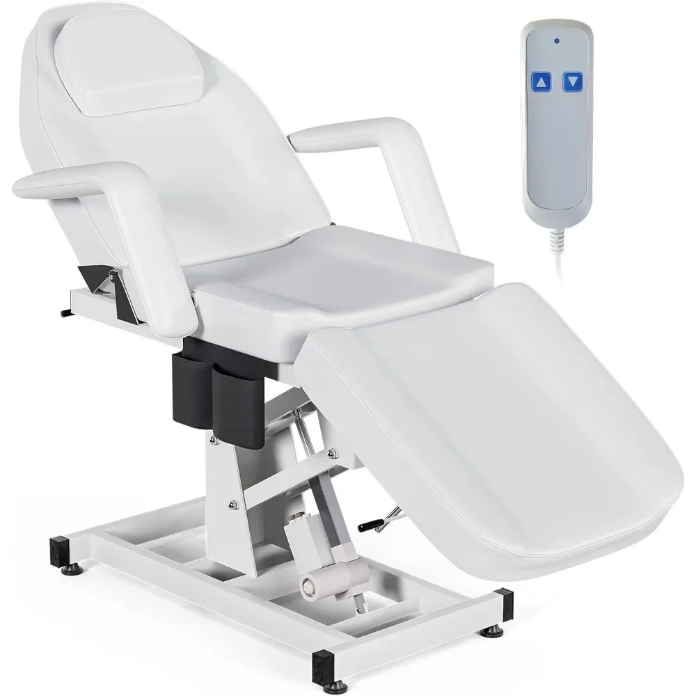 Electric Height Adjustable Esthetician Chair Facial Bed, 3-Section Folding Lift Tattoo Chair Bed Massage Table