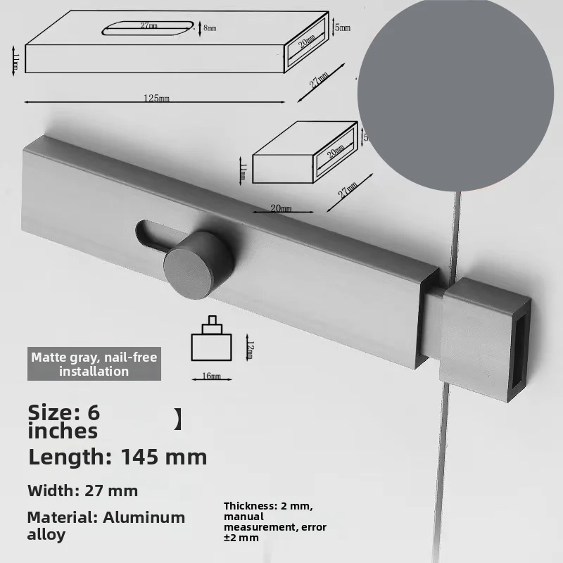Home Privacy Door Latch Aluminum Alloy Aluminum Alloy Construction Bonding Agent Included Left-right Compatible