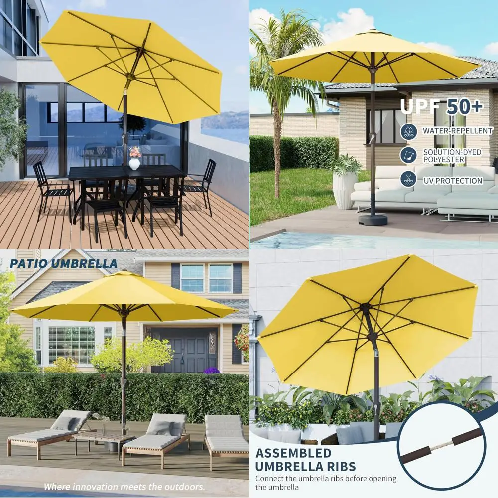 

Зонт для патио 10 футов с кнопочным механизмом наклона и ручкой, с защитой от УФ-излучения, для использования на открытом воздухе