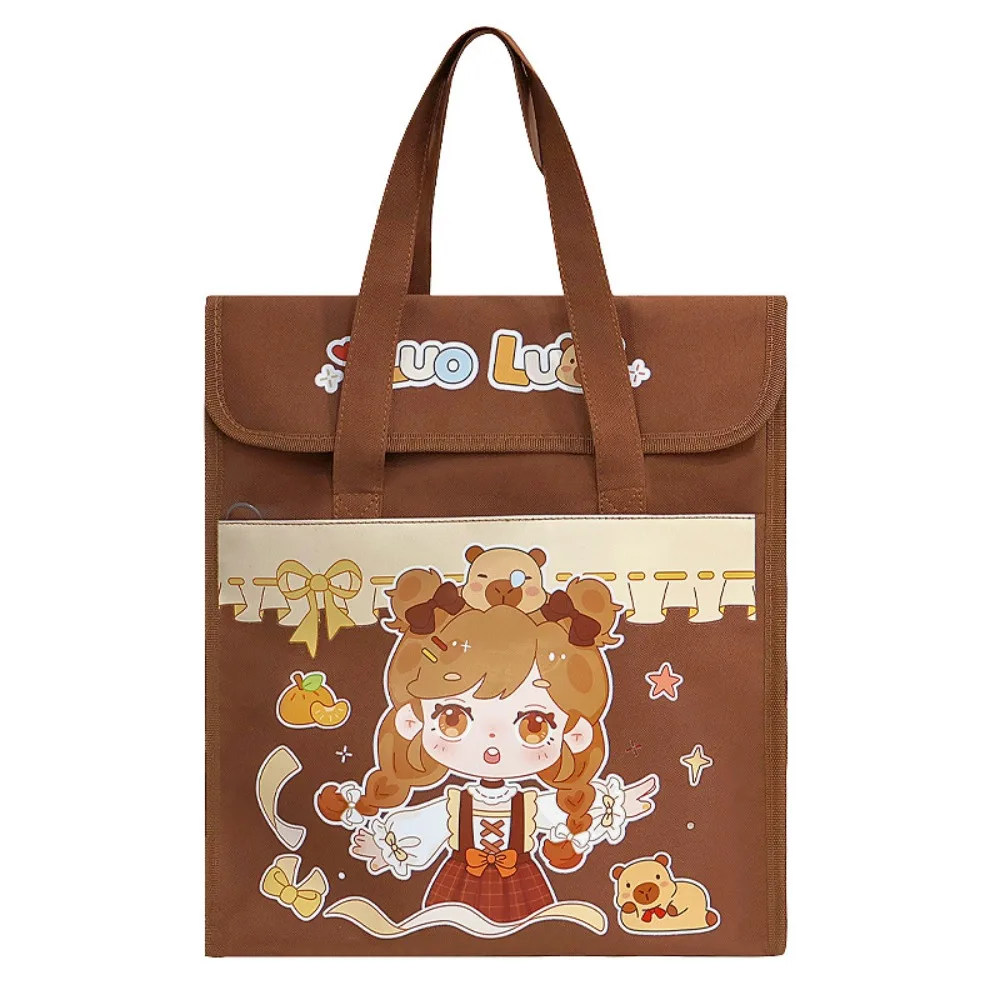 Multifunction Cartoon Tote Tutorial Bag Handheld Side Mesh Pocket Capybara Tote School Bag Portable Panda A4 File Tutorial Bags