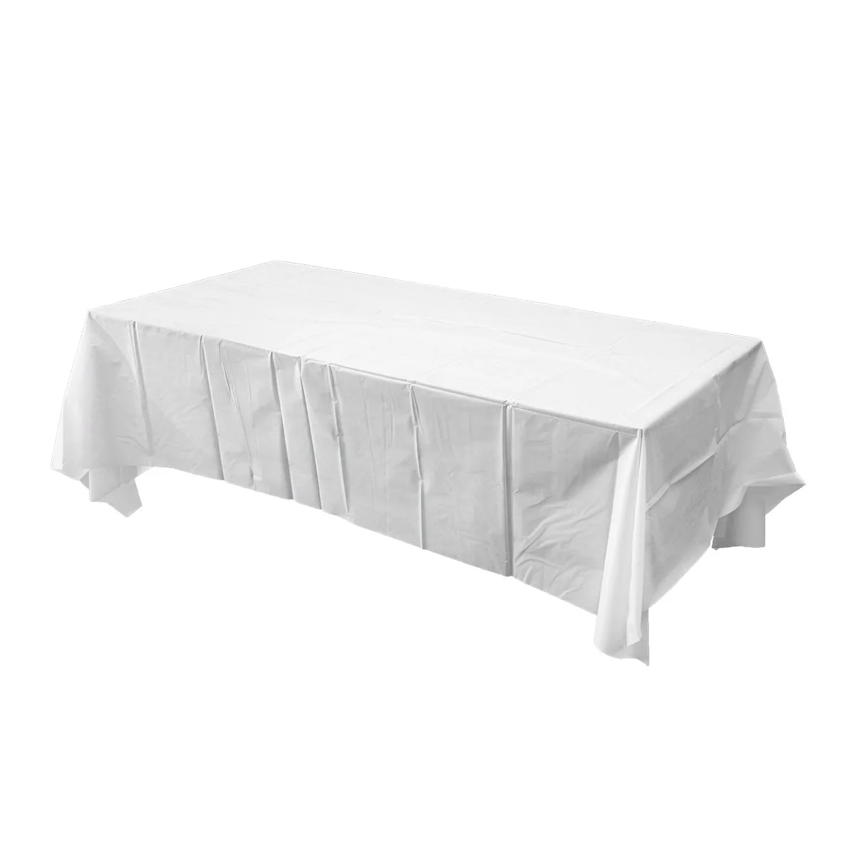 Eco-Friendly Tablecloth Pure Color Disposable Waterproof Plastic Protector Cover for Picnic Banquet Event Party 137x183cm (White