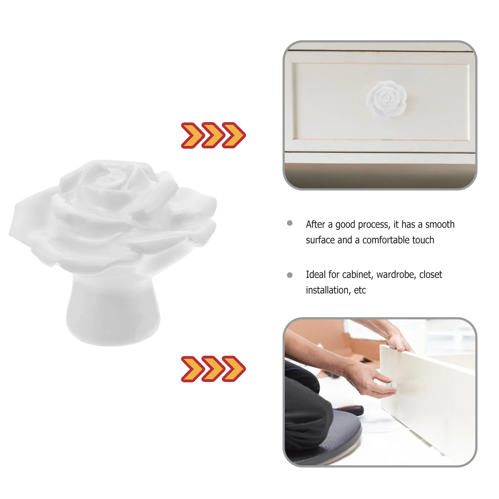 

8 Pcs Floral Home Door Supply Handle Ornament White Handles Cabinet Knob Drawer Knobs