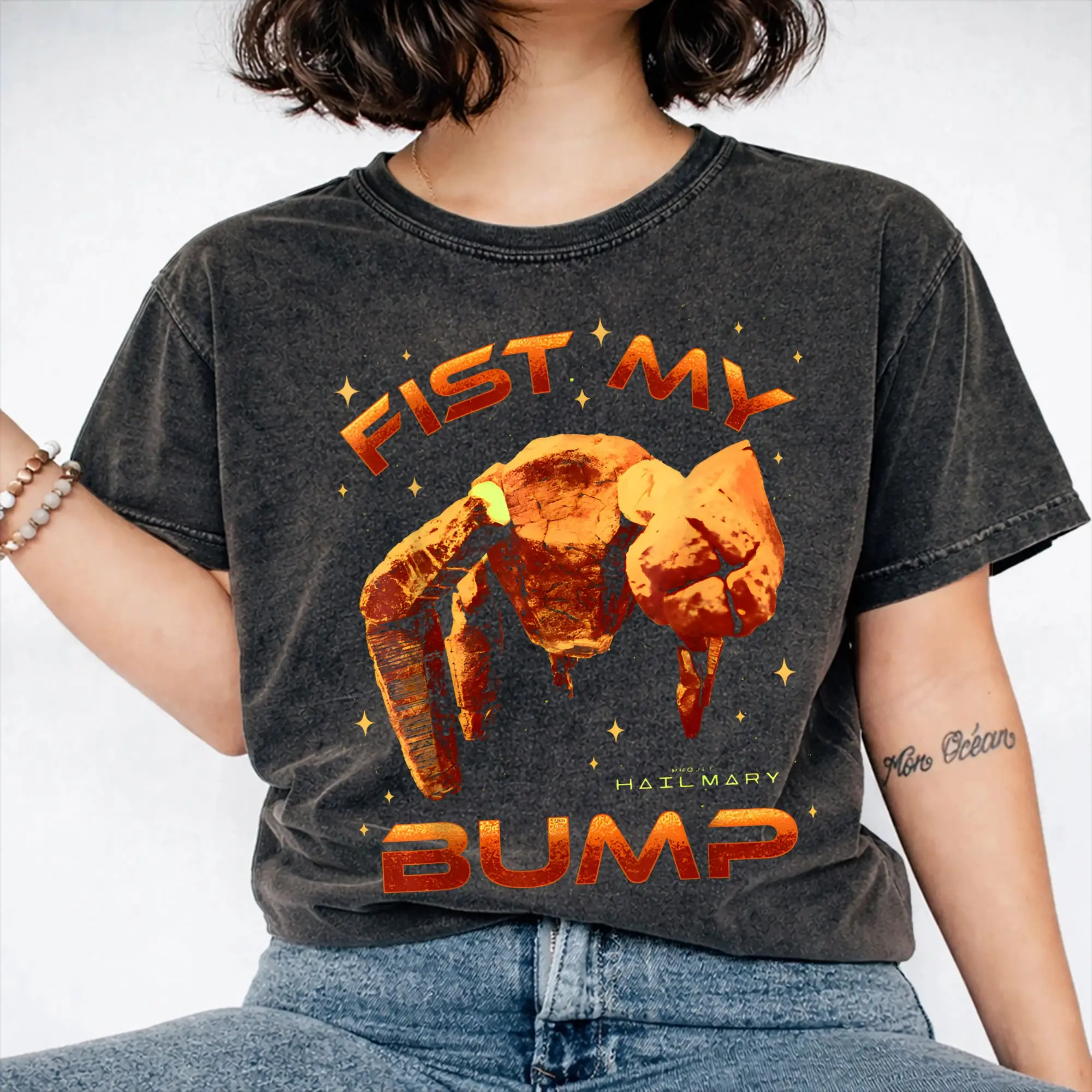 Project Hail Mary Fist My Bump Rocky  Merch Washed T Shirts Men Women Streetwear Hip Hop T-Shirts Printed  Tees Tops 100% Cotton