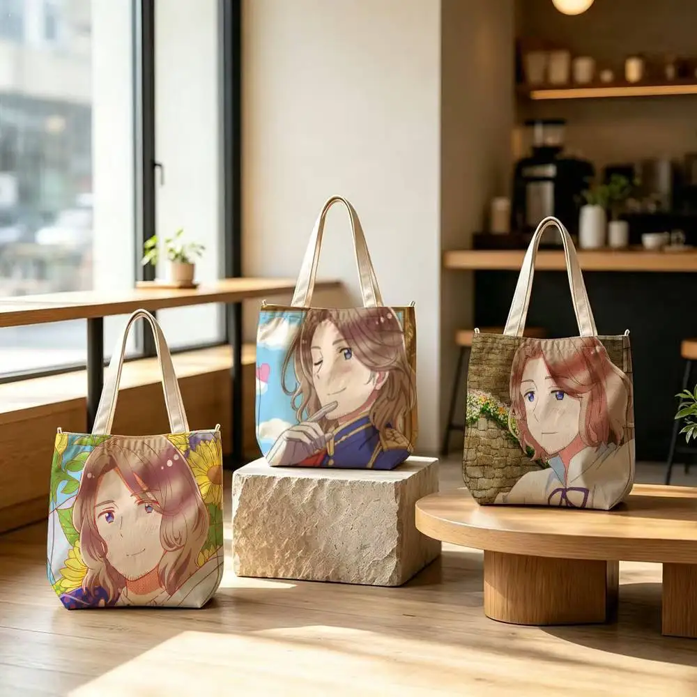 Anime Hetalia World Stars Francis Bonnefoy Tote Bag for Women Reusable Shopping Tote Bag Zippered Shoulder Bags Print