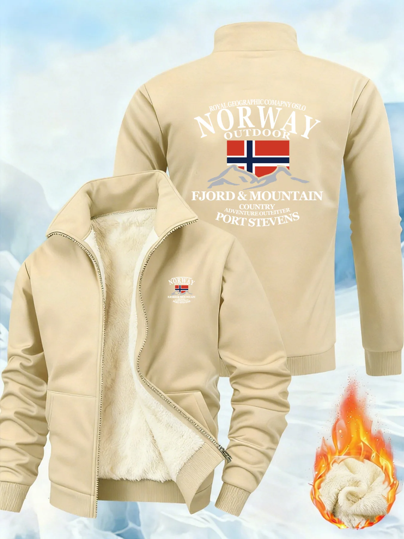 معاطف شتوية سميكة للرجال سترات رياضية غير رسمية من النرويج موضة ملابس الشارع الشهير بسحاب وياقة واقفة من الصوف بأكمام طويلة