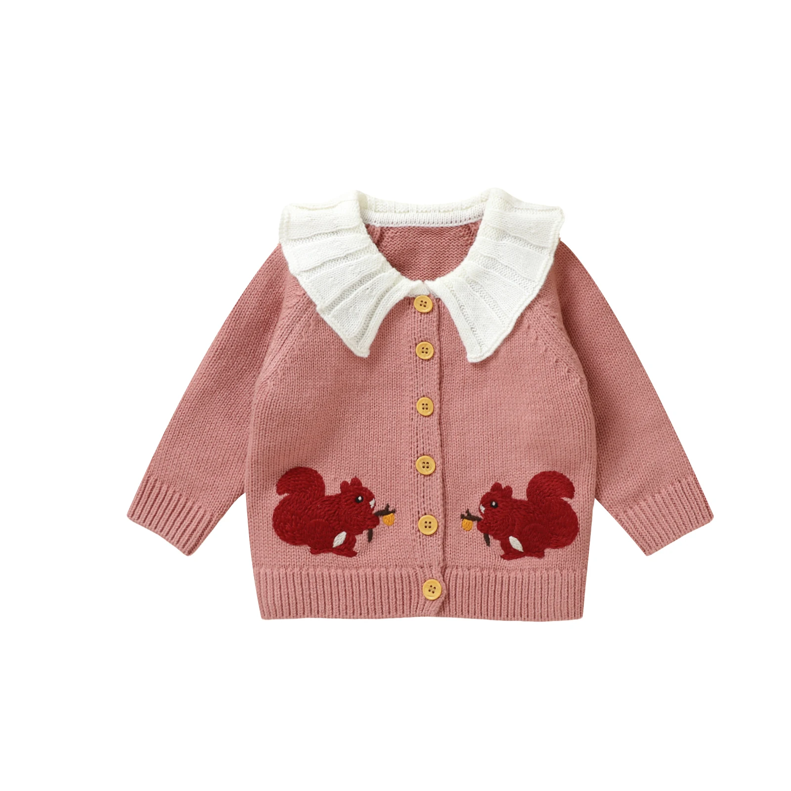 Toddler Baby Girl Cardigan 2025 Winter Infant Long Sleeve Button Closure Bow/Squirrel/Four-leaf Clover Winter Warm Knit Sweater